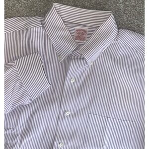 Brooks Brothers All Cotton Striped Purple/White Button Down 17-34 Mens 2XL Prep